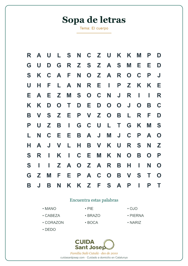 Sopa de letras para personas mayores 5