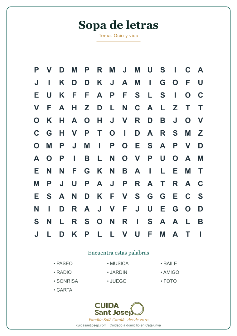 Sopa de letras para personas mayores 6