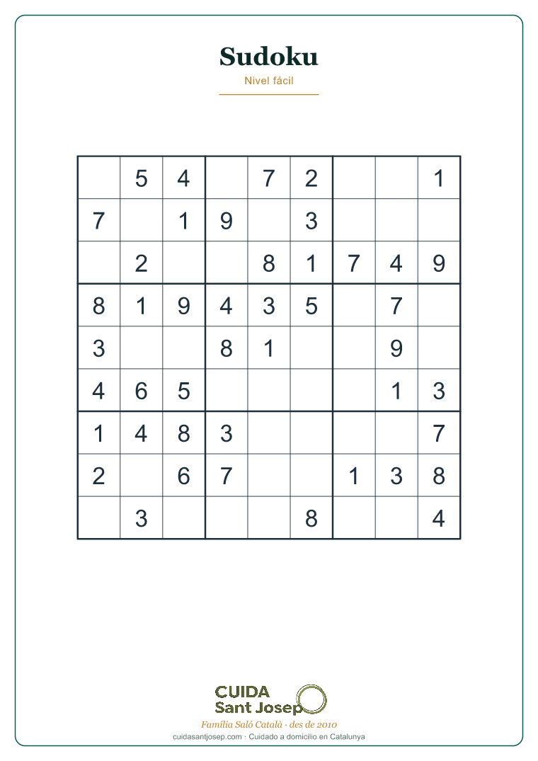 Sudoku para personas mayores para imprimir 2