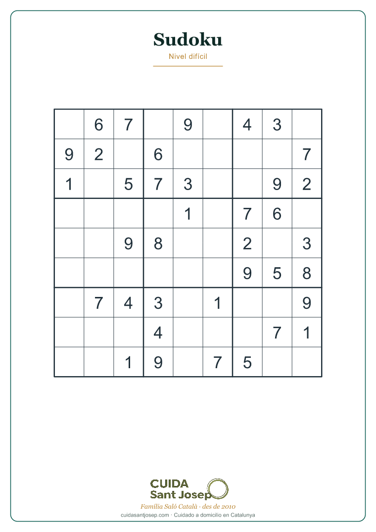 Sudoku para personas mayores para imprimir 5