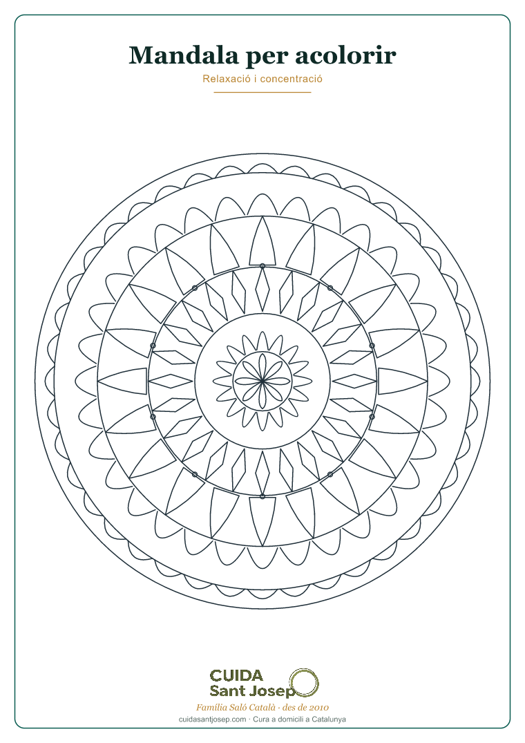 Mandala per acolorir gent gran fitxa 2 PDF gratis