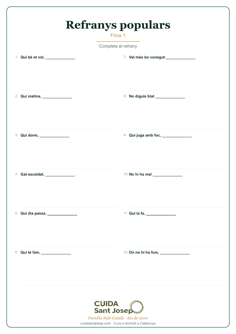 Refranys populars gent gran fitxa 1 PDF gratis