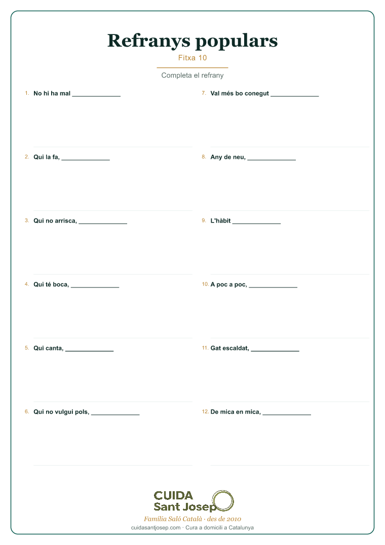 Refranys populars gent gran fitxa 10 PDF gratis