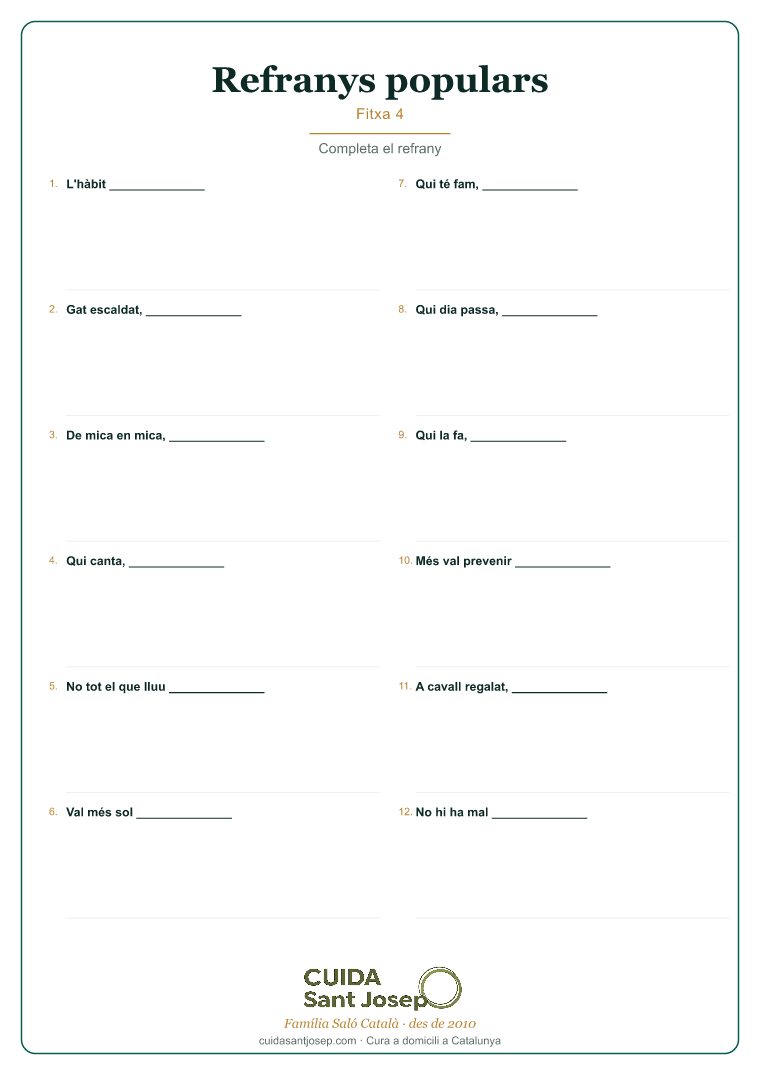 Refranys populars gent gran fitxa 4 PDF gratis
