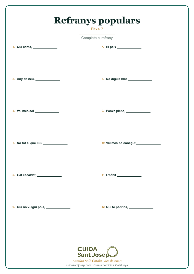 Refranys populars gent gran fitxa 7 PDF gratis